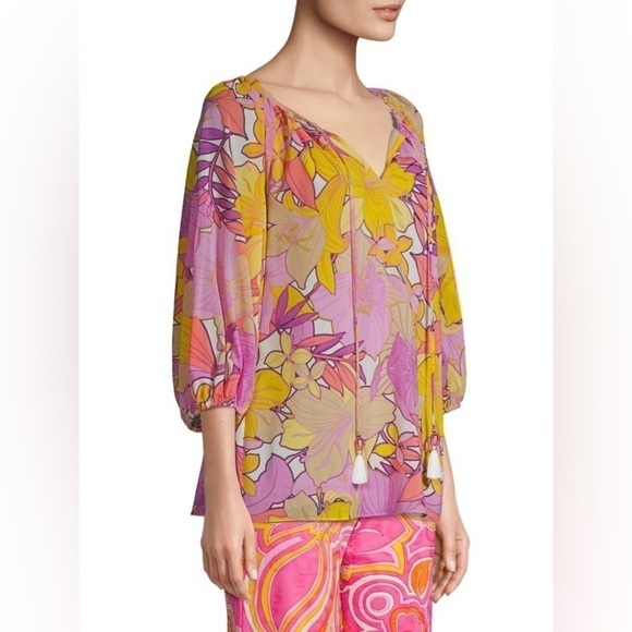 Trina Turk Abree Silk Top Medium - Picture 8 of 13